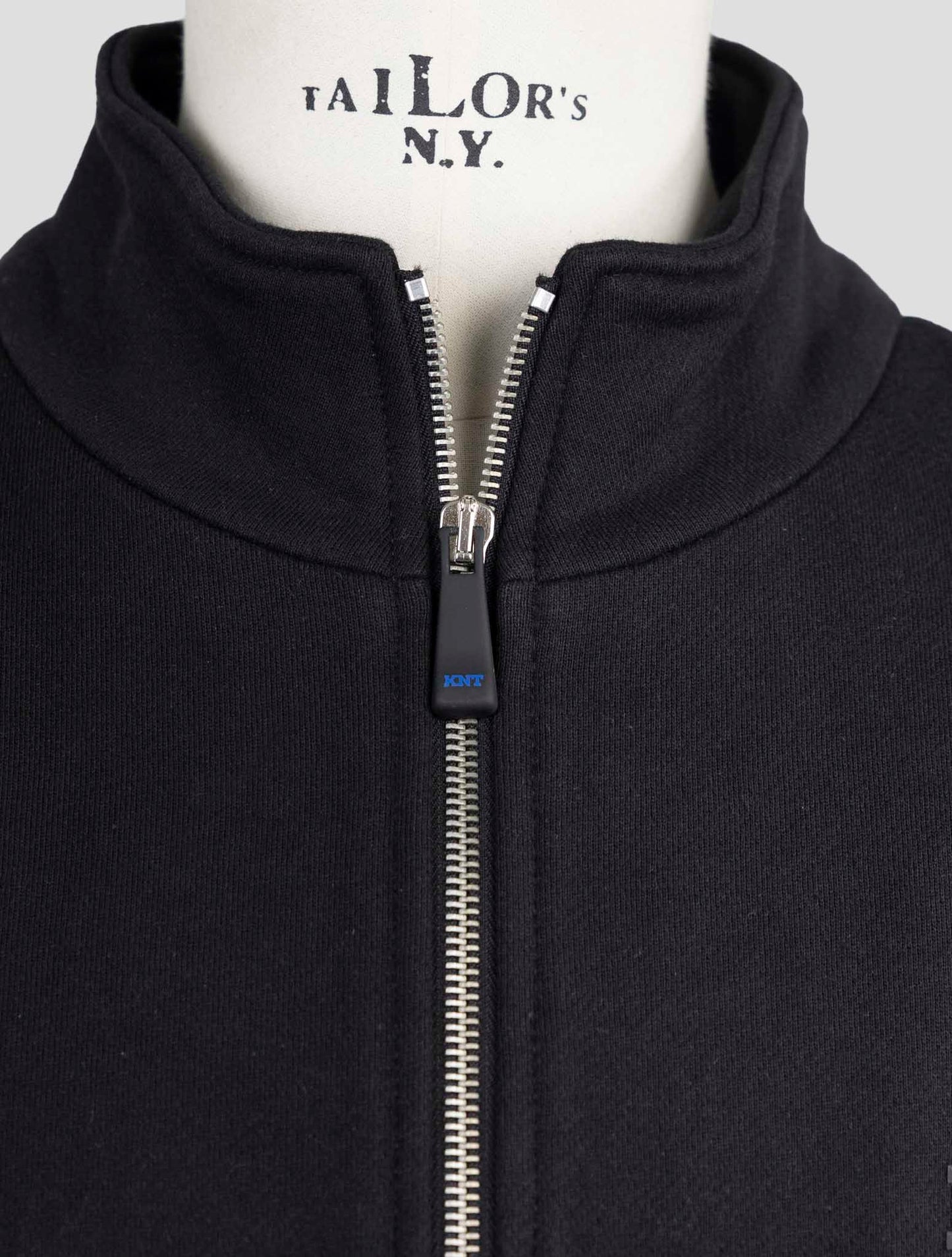 Kiton Knt Blue Cotton Sweater Full Zip