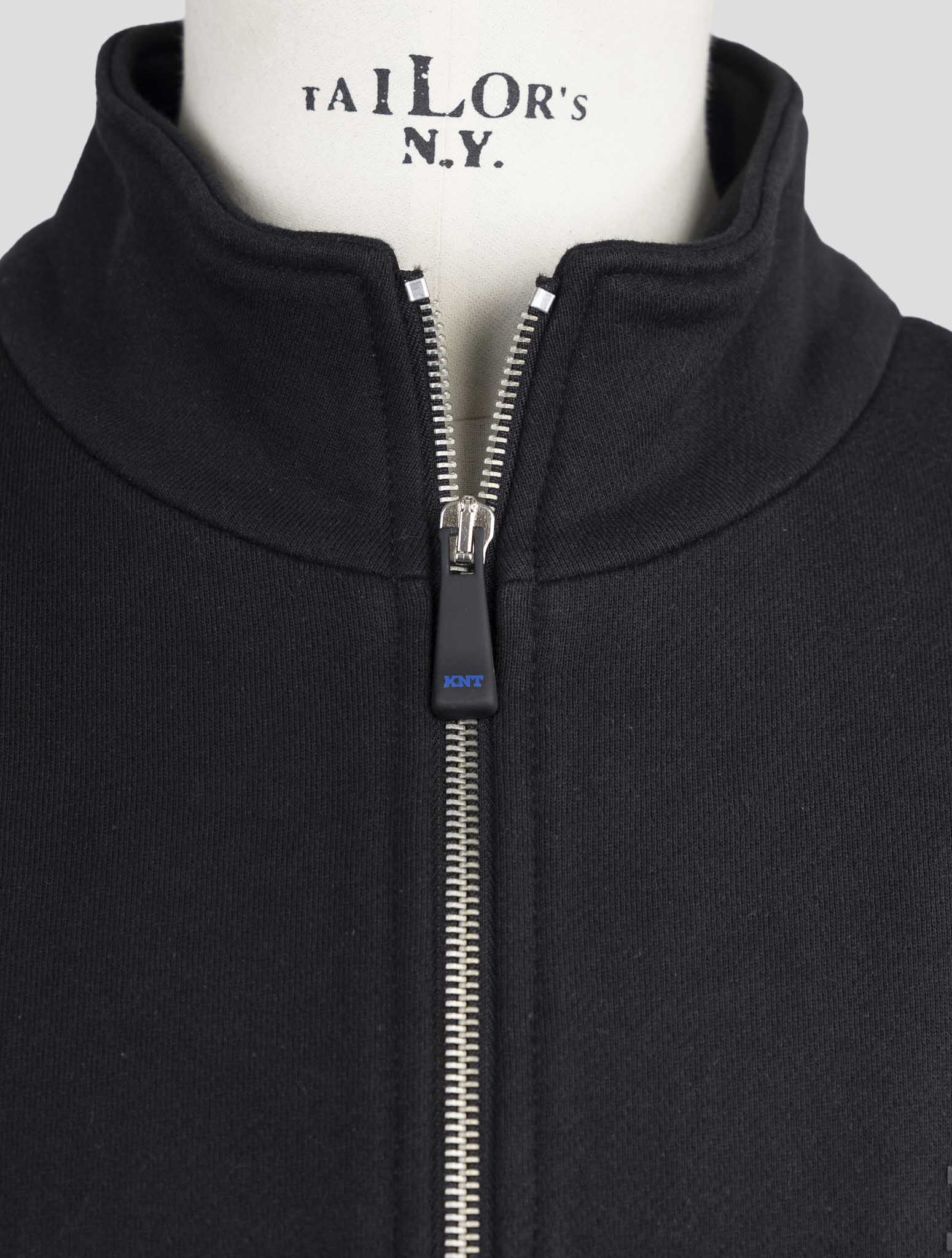 Kiton Knt Blue Cotton Sweater Full Zip