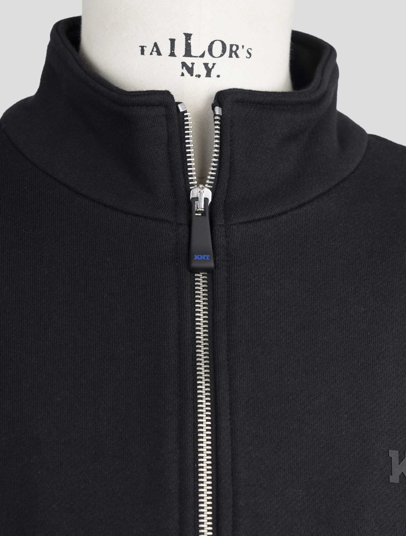 Kiton Knt Black Cotton Sweater Full Zip