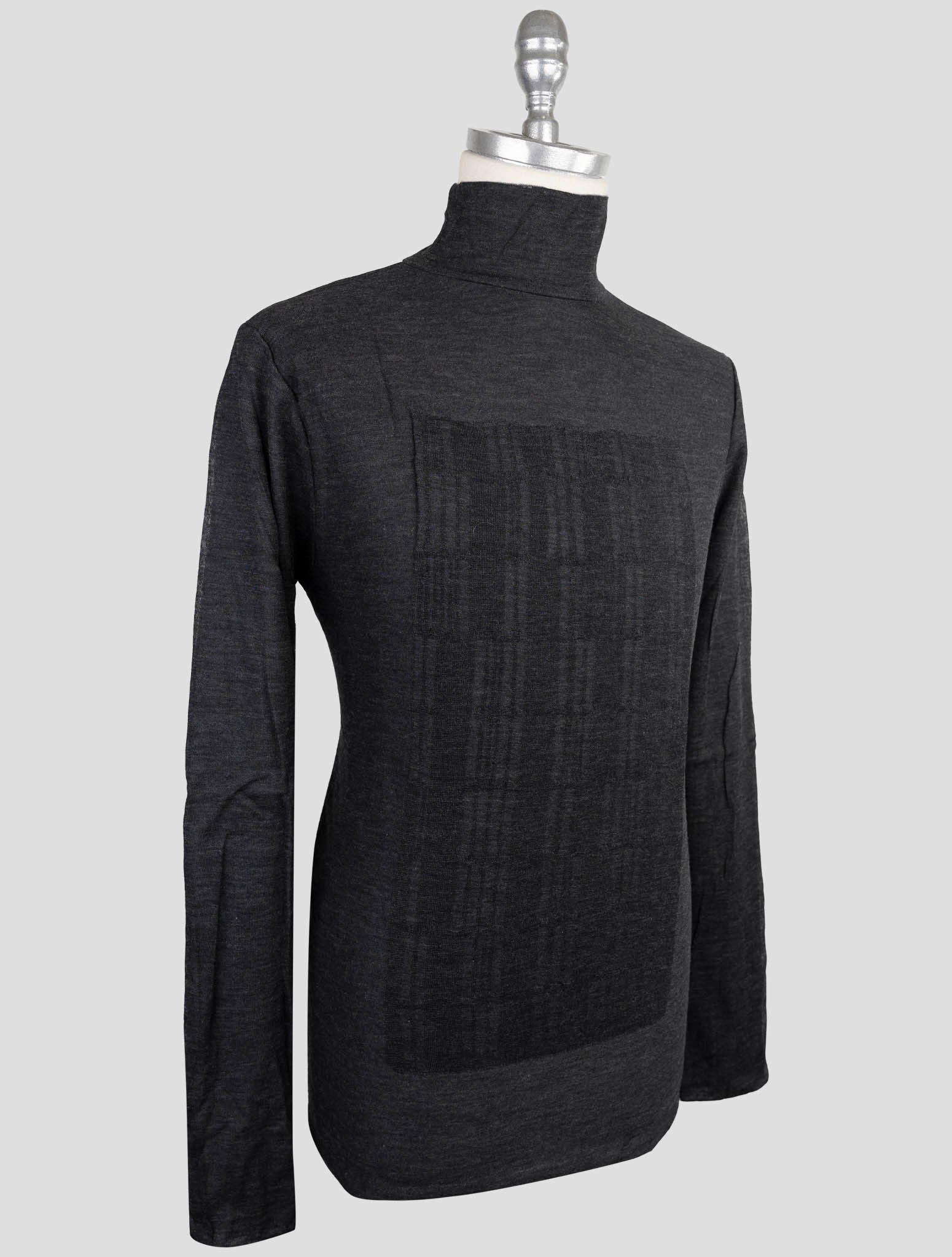 Kiton Knt Gray WoolCashmere Sweater Half Neck