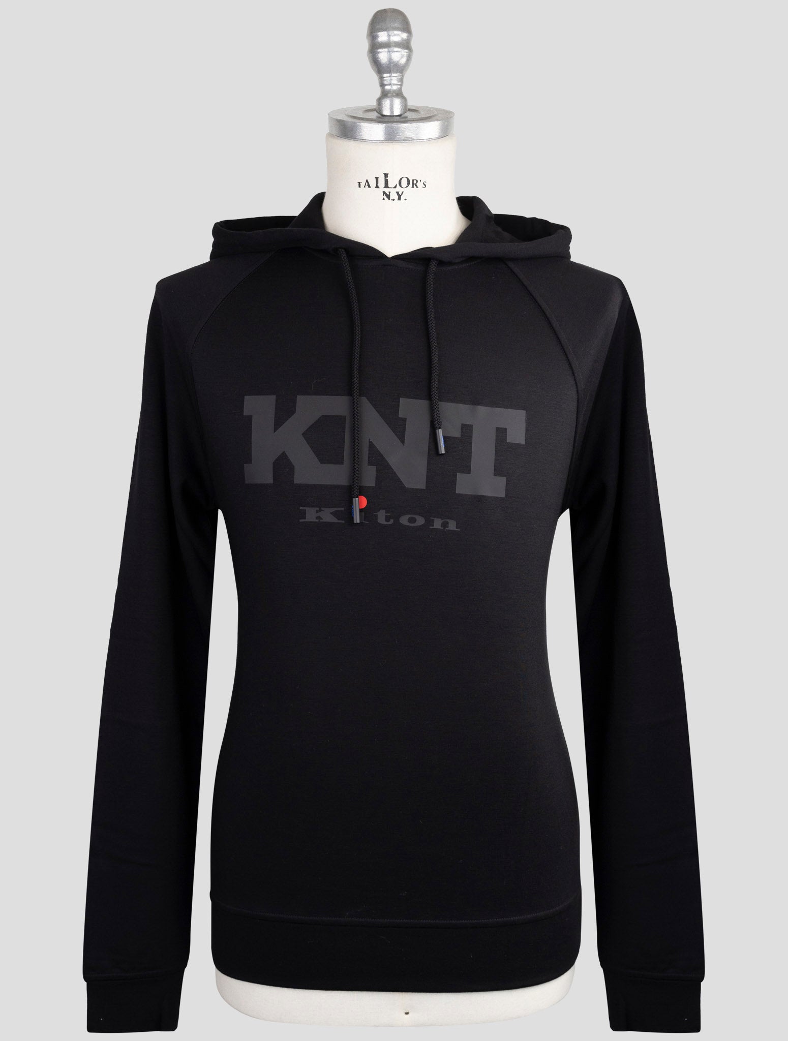 Kiton Knt Black Viscose Ea Sweater Hoodie