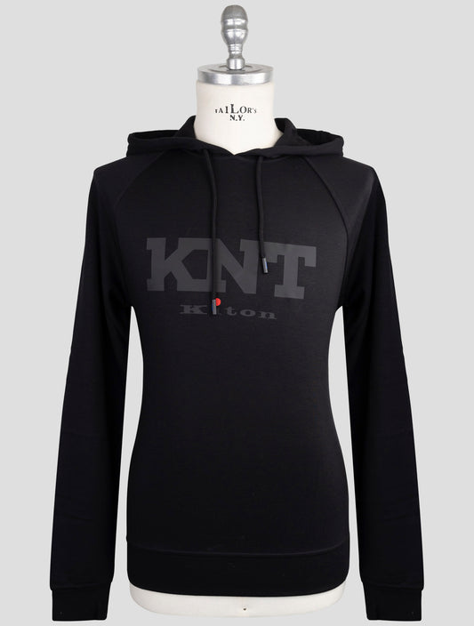 Kiton Knt Black Viscose Ea Sweater Hoodie