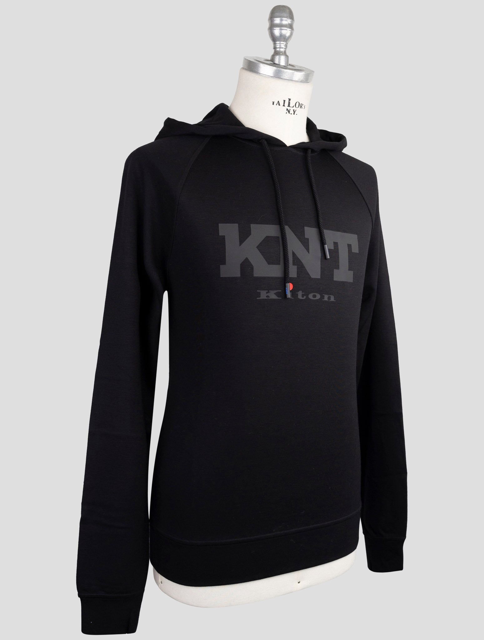 Kiton Knt Black Viscose Ea Sweater Hoodie