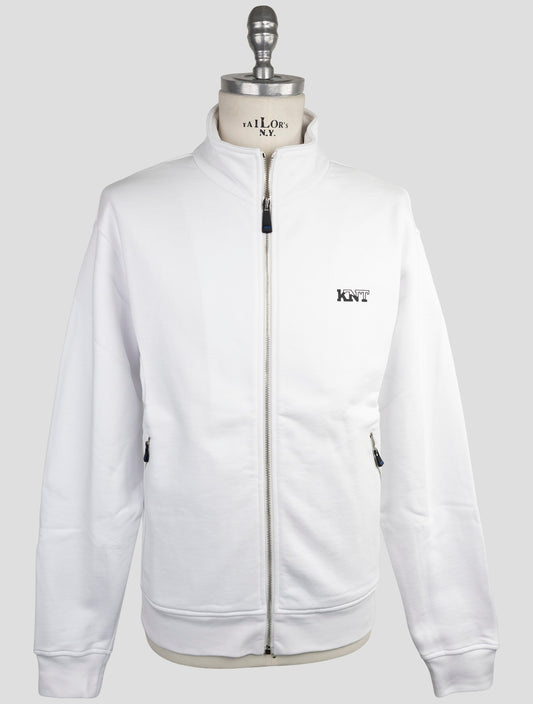 Kiton Knt White Cotton Sweater Full Zip