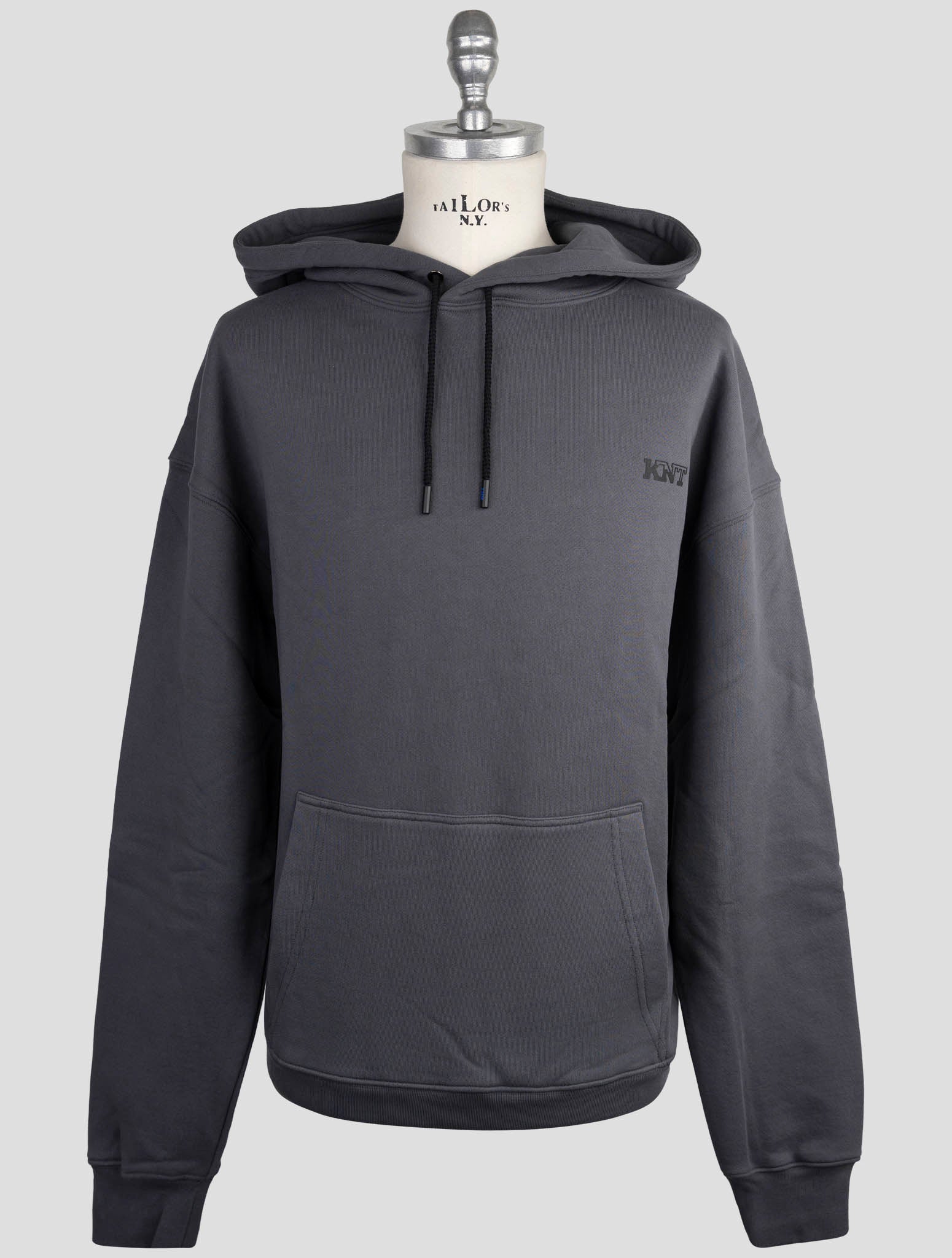 Kiton Knt Gray Cotton Sweater Hoodie