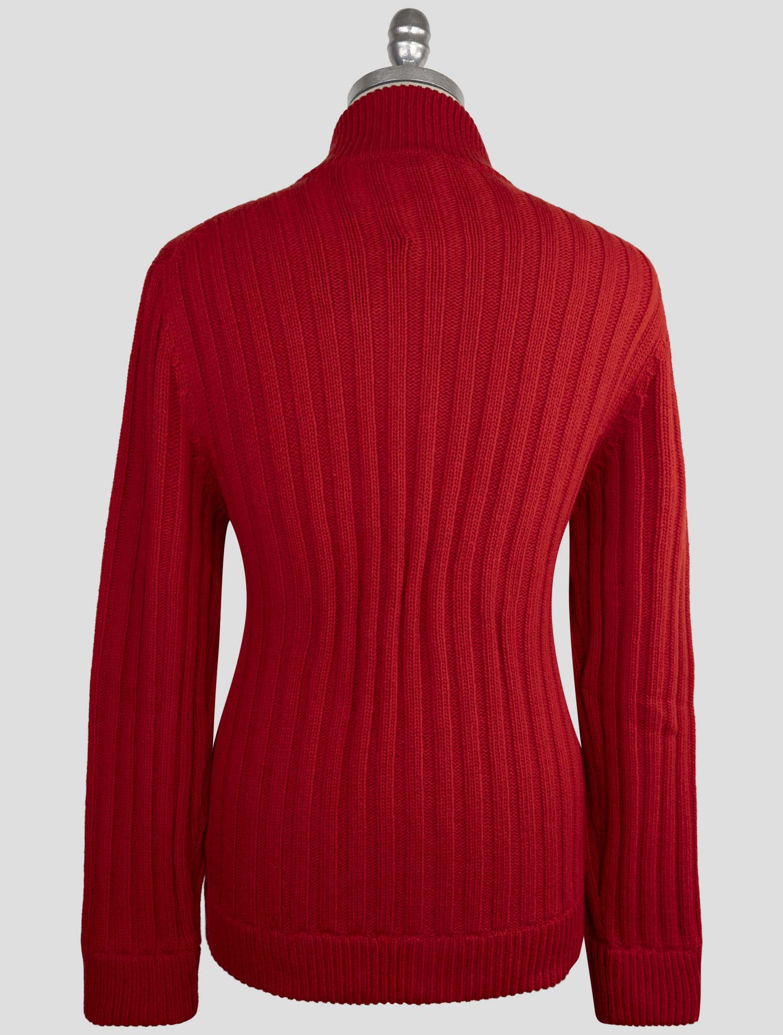 Kiton Knt Red Virgin Wool Sweater Cardigan