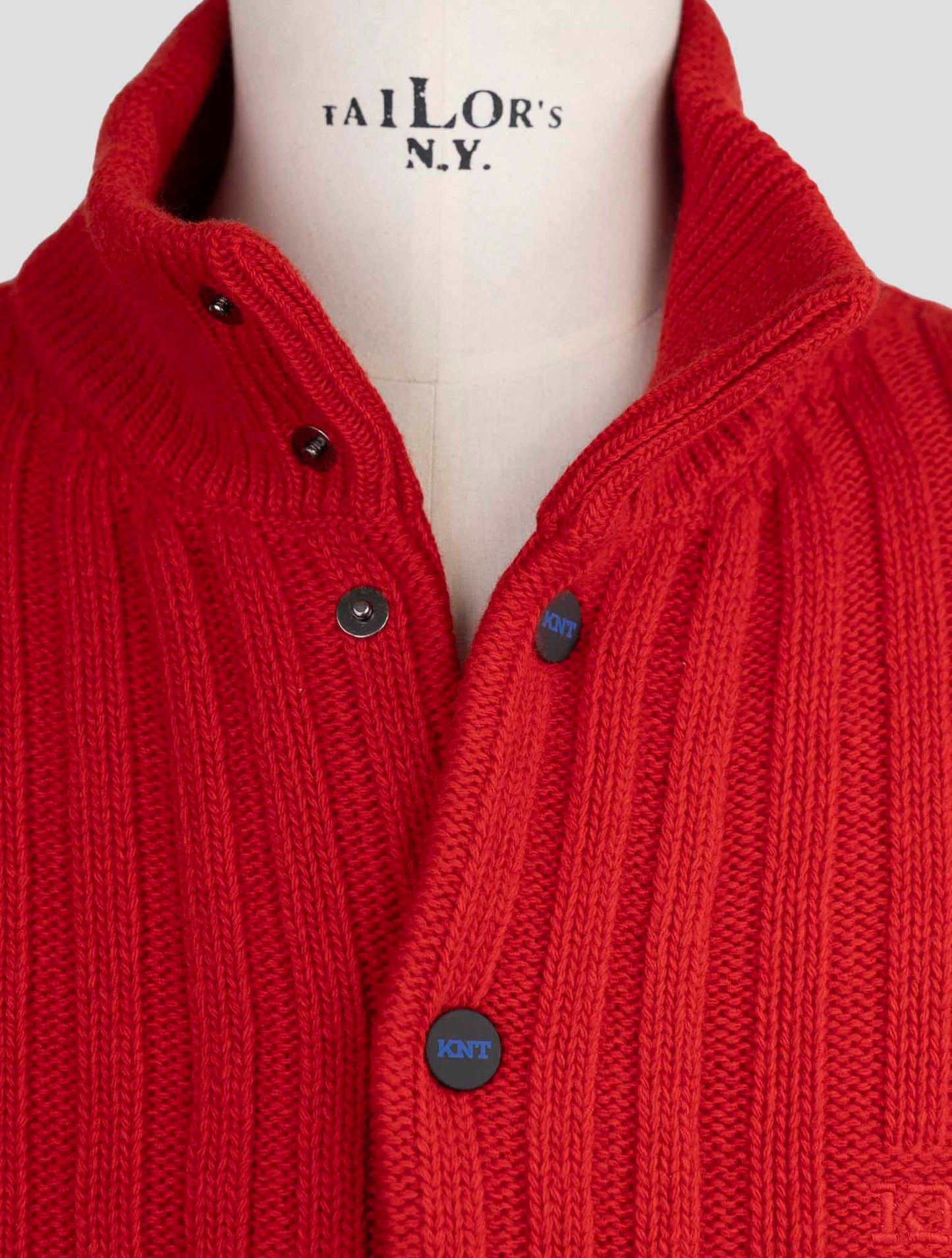 Kiton Knt Red Virgin Wool Sweater Cardigan