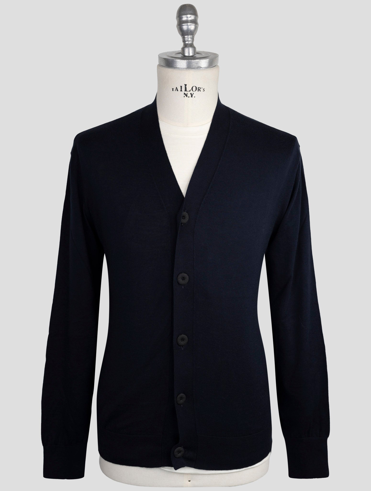 Kiton Knt Blue Cotton Sweater Cardigan
