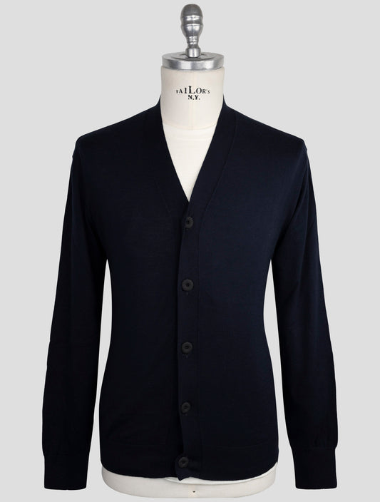 Kiton Knt Blue Cotton Sweater Cardigan
