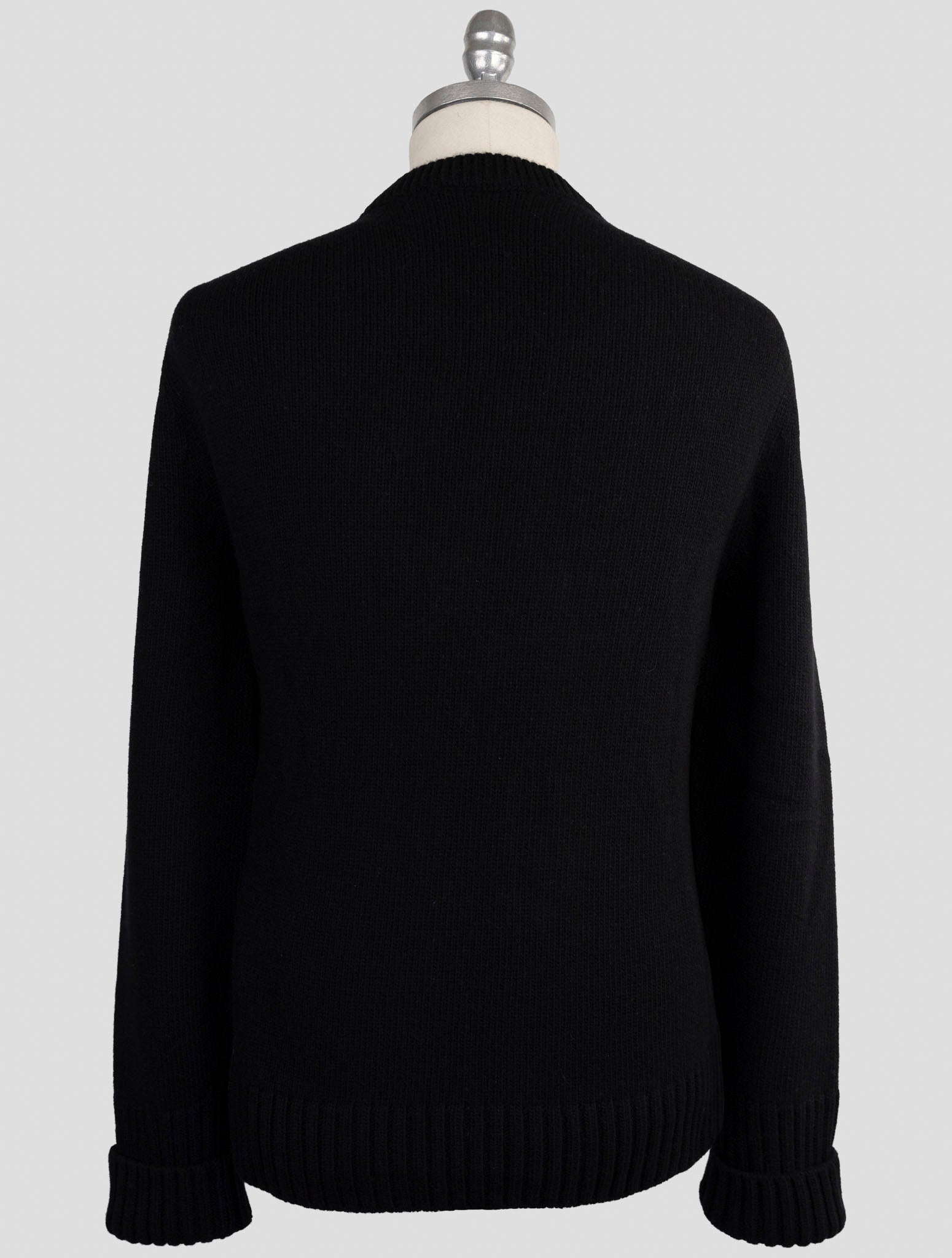 Kiton Knt Black Virgin Wool Sweater Cardigan