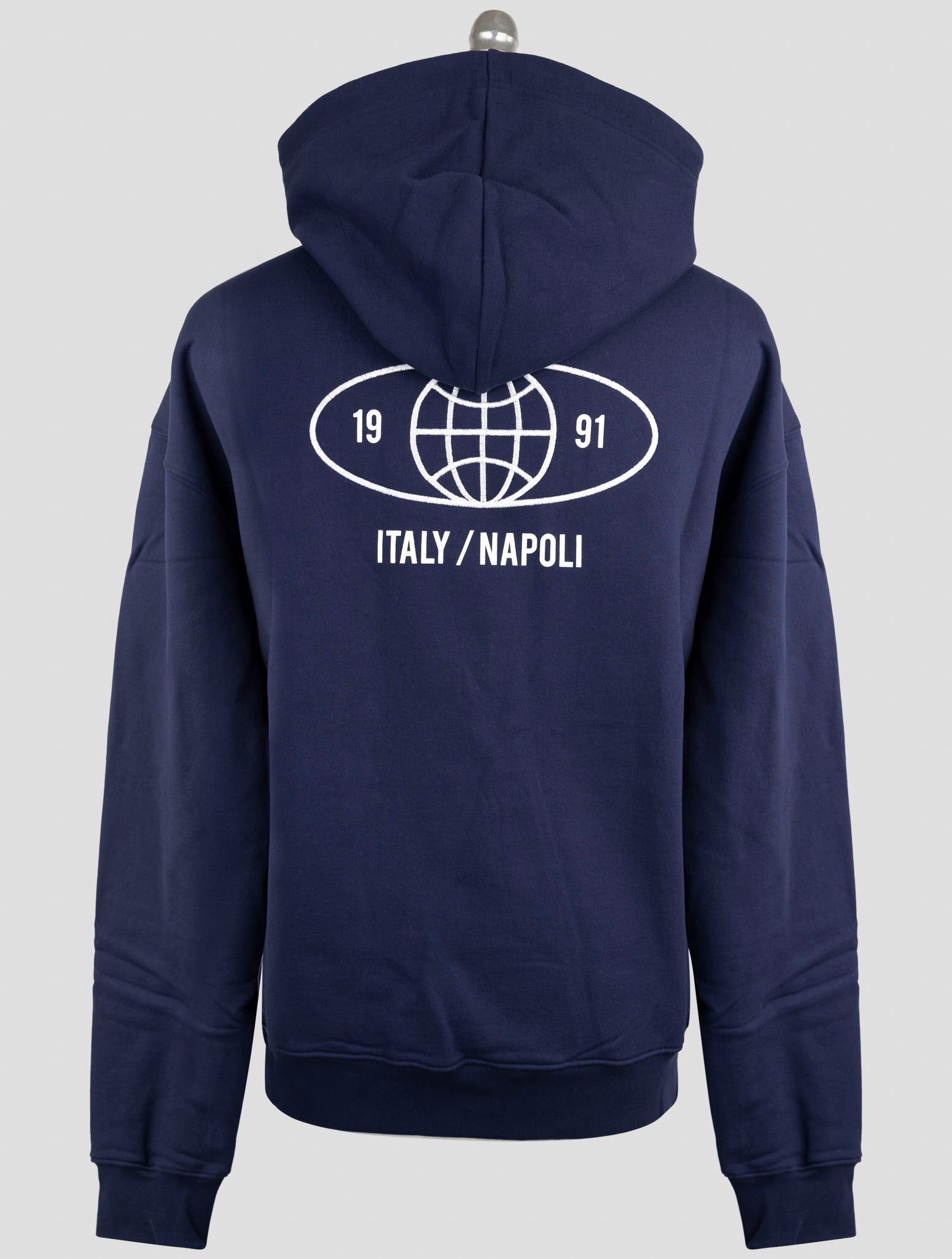 Kiton Knt Blue Cotton Sweater Hoodie