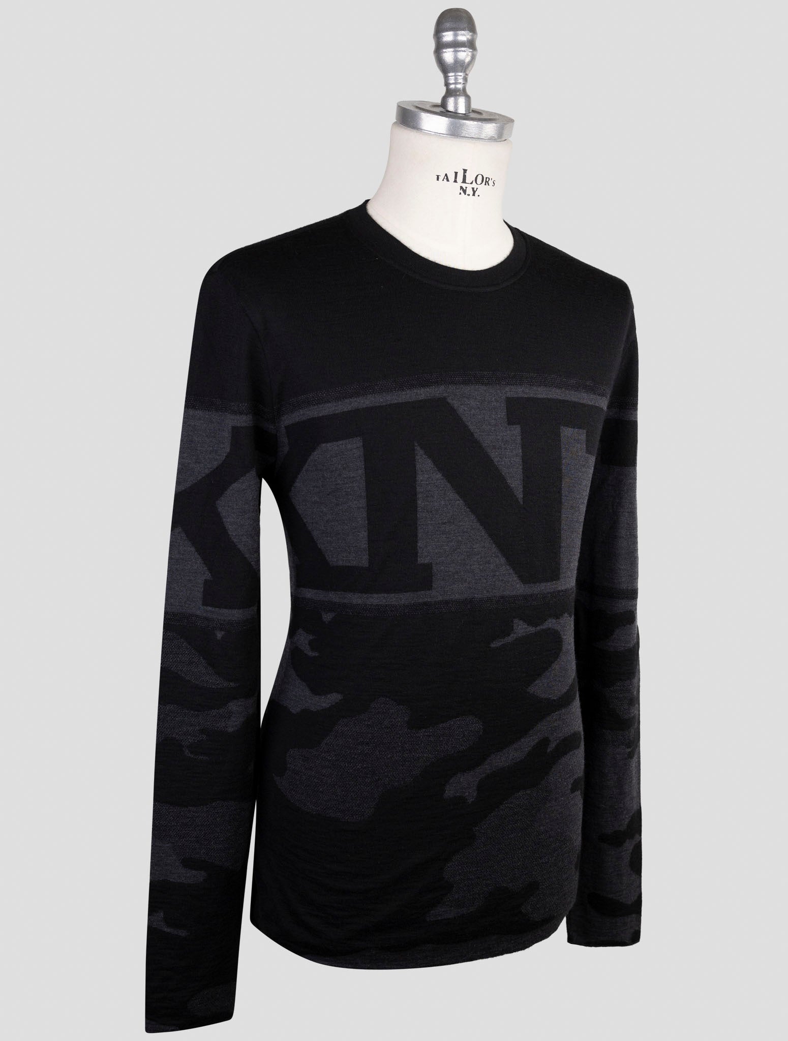 Kiton Knt Black Wool Cashmere Sweater Crewneck