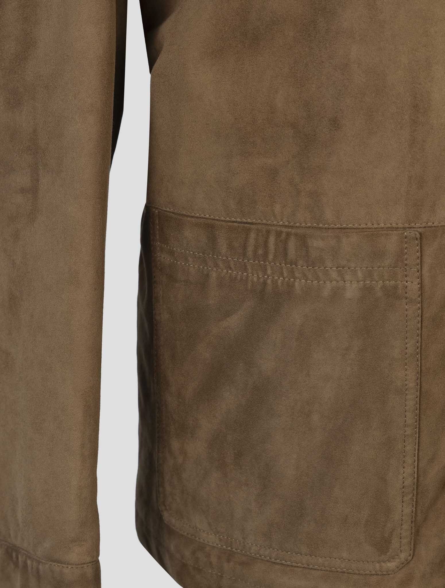 Kiton Brown Leather Suede Coat