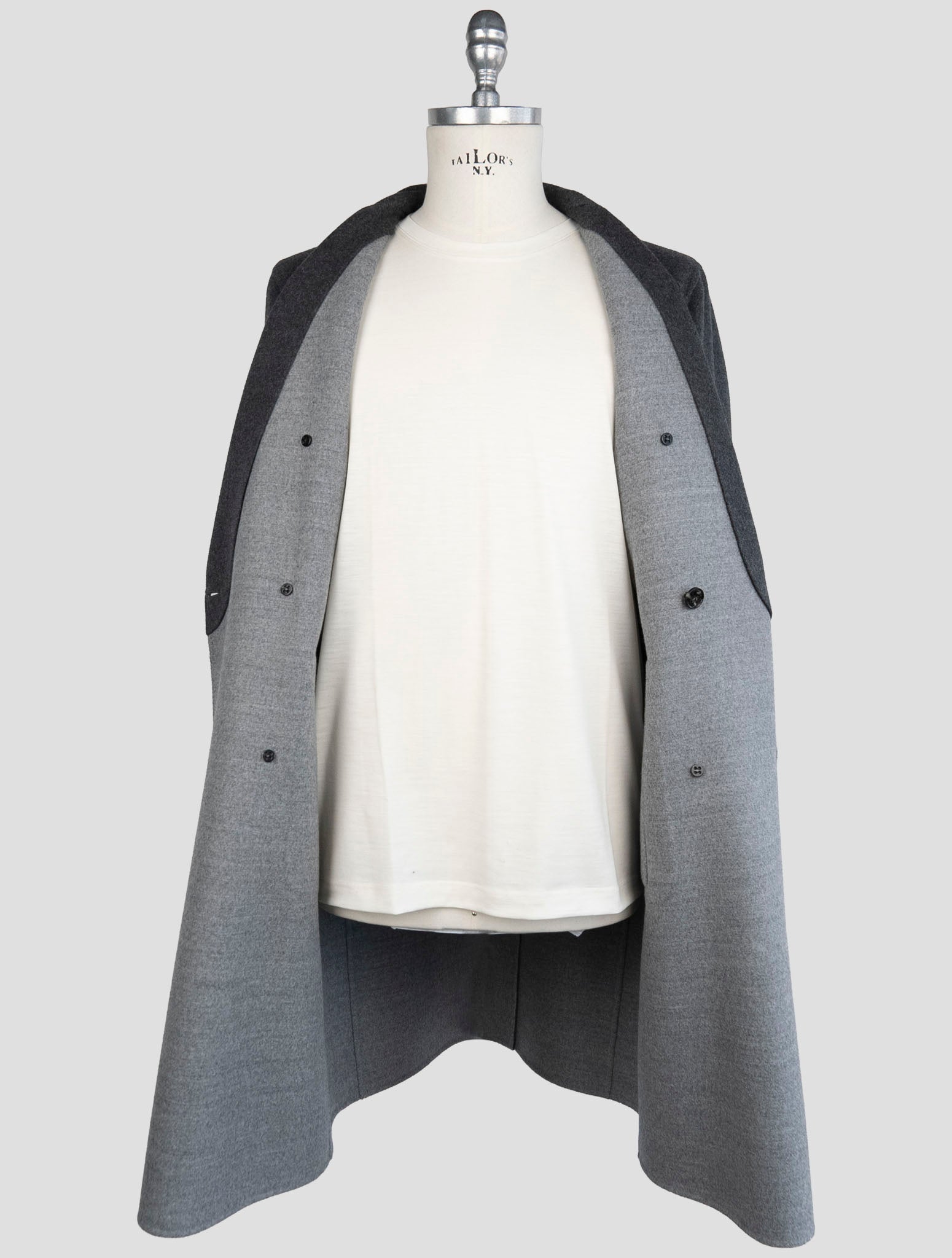 Kiton Gray Wool Cashmere Overcoat