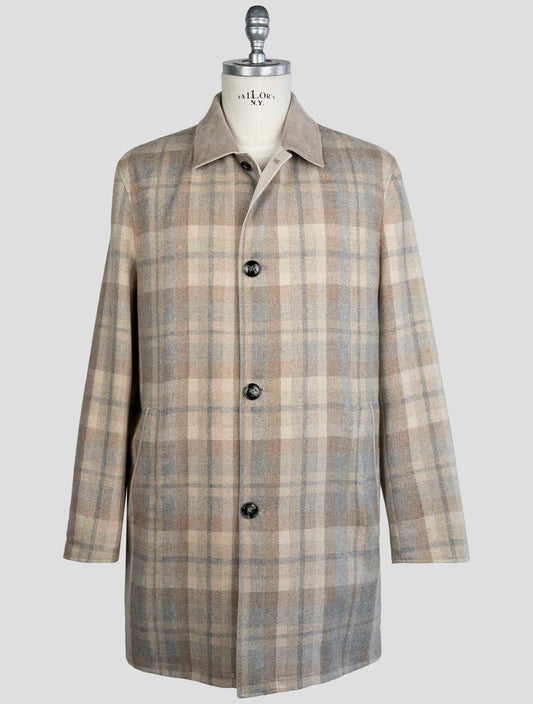 Kiton Multicolor Cashmere Virgin Wool Reverse Overcoat