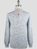Kiton Blue White Cashmere Sweater Polo