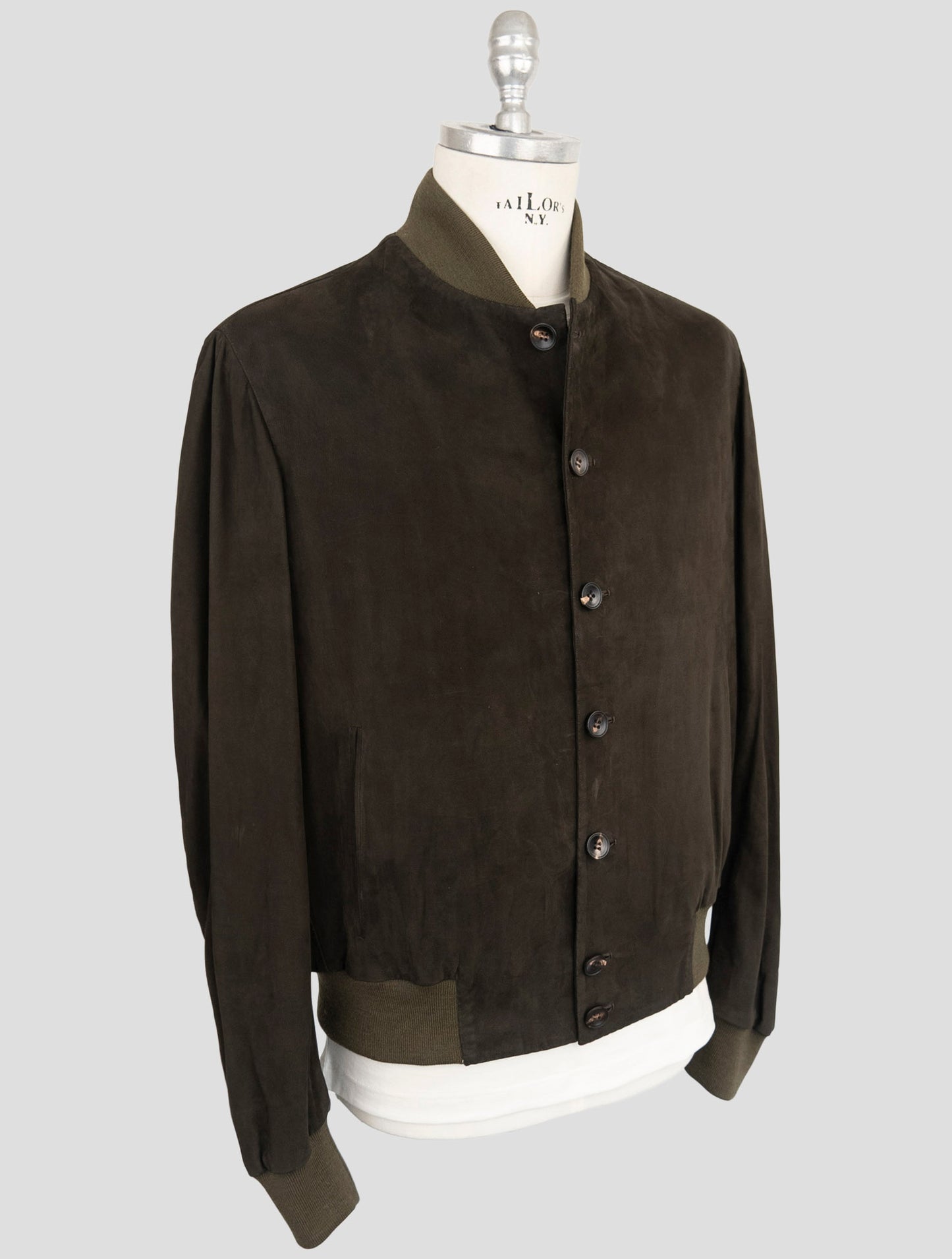 Kiton Brown Leather Suede Coat