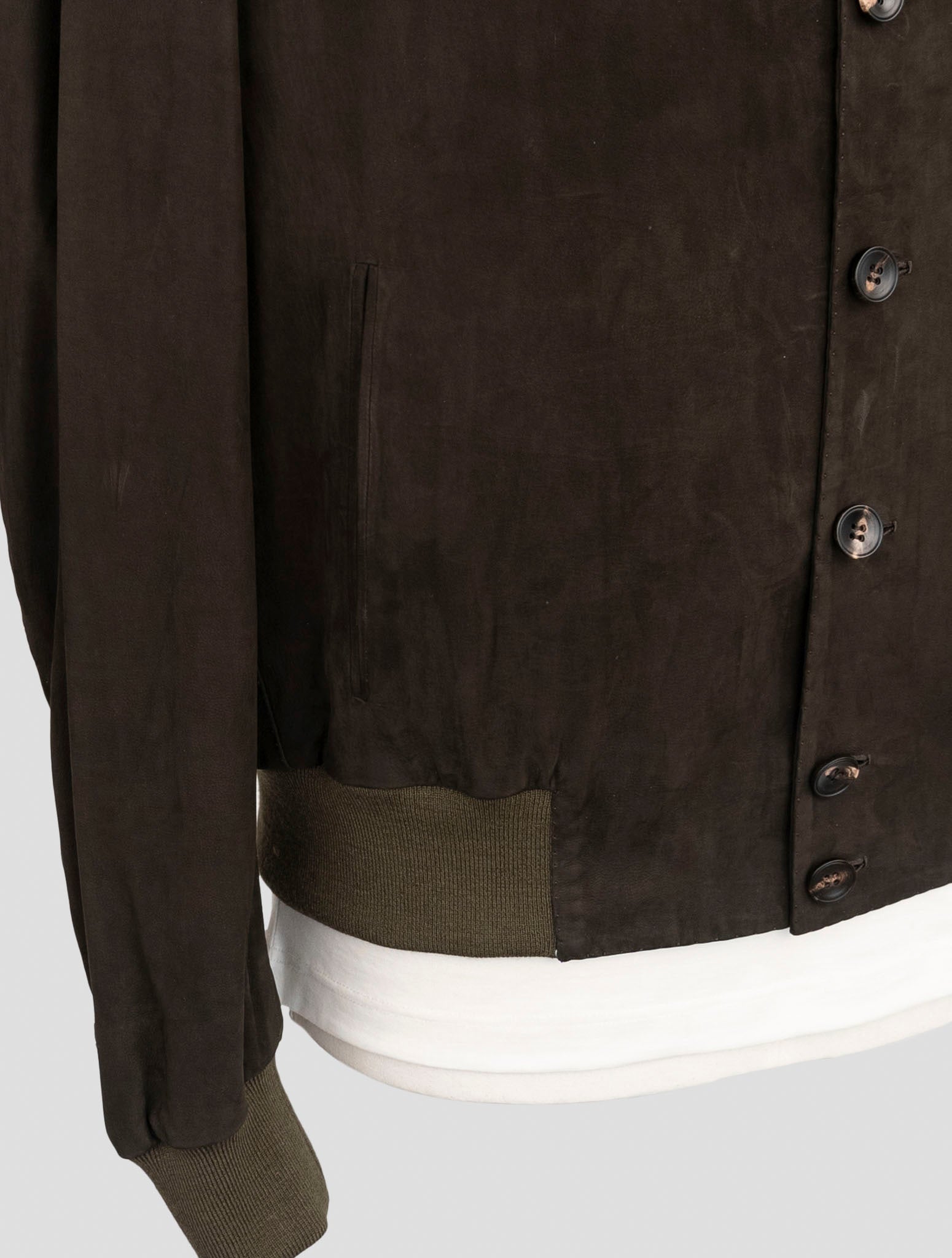 Kiton Brown Leather Suede Coat