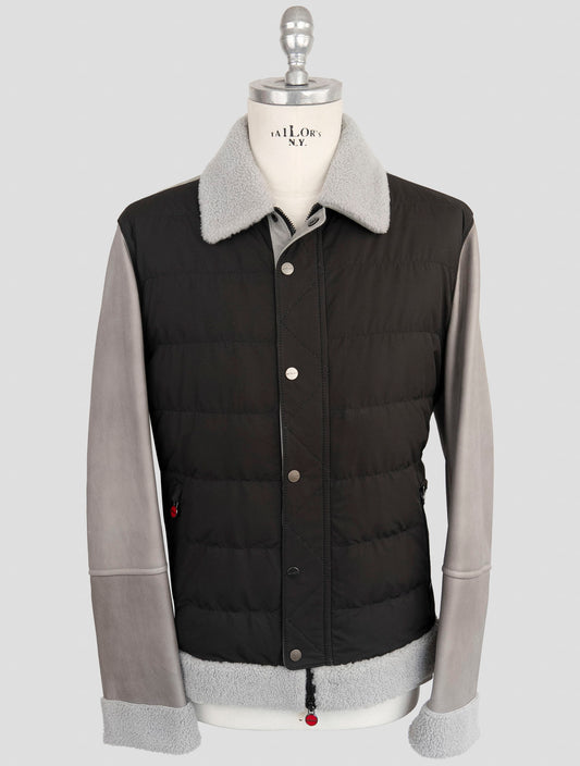 Kiton Gray Black Shearling Coat