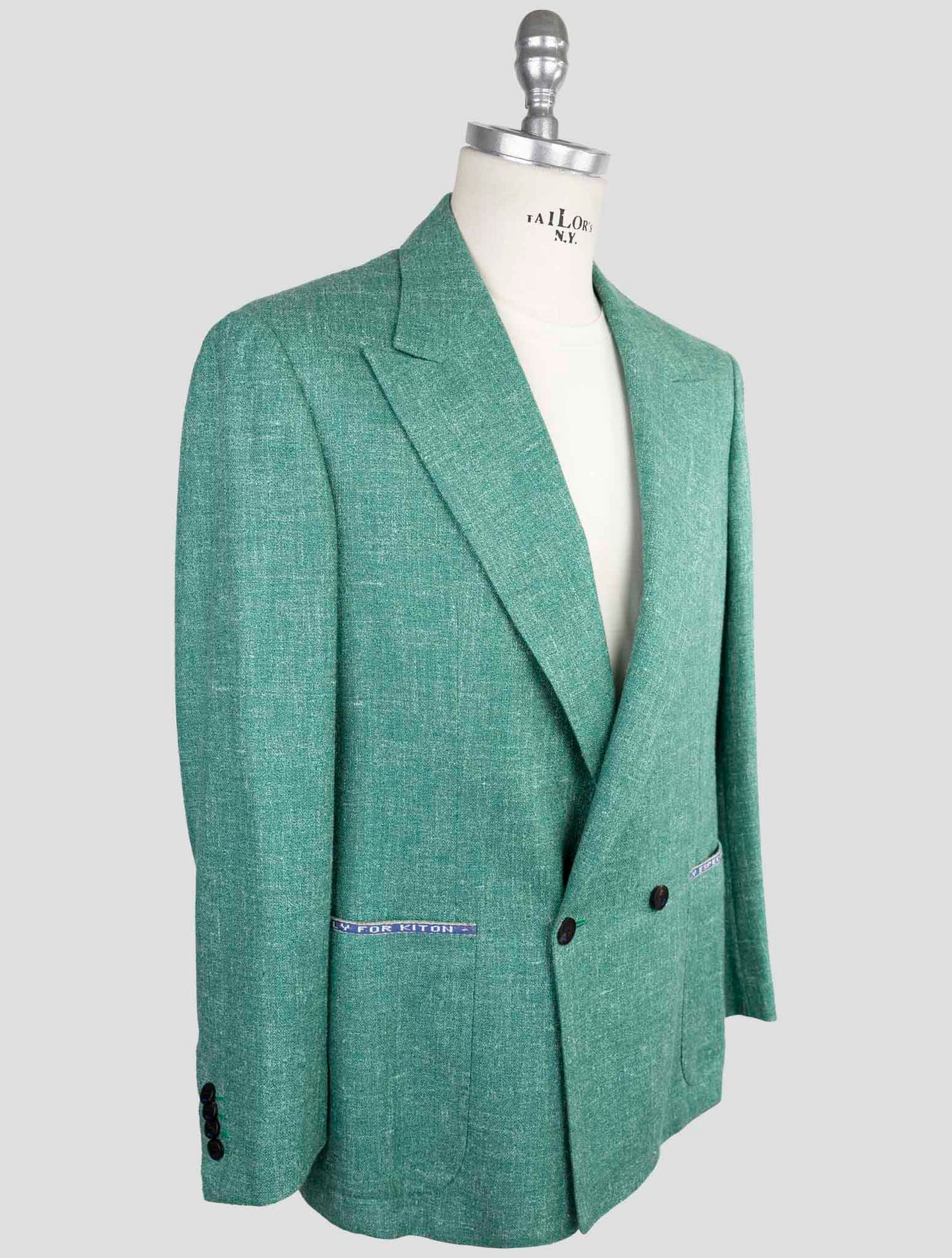 Kiton Knt Green Silk Cashmere Linen Blazer
