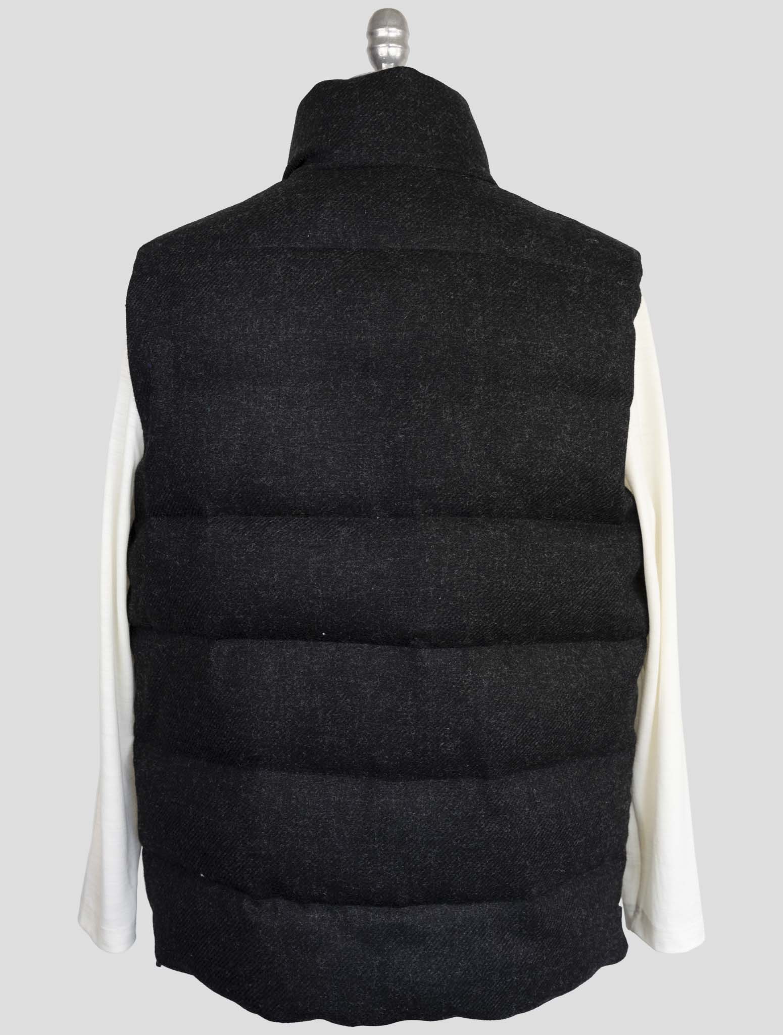 Kiton Knt  Black Virgin Wool Coat Gilet