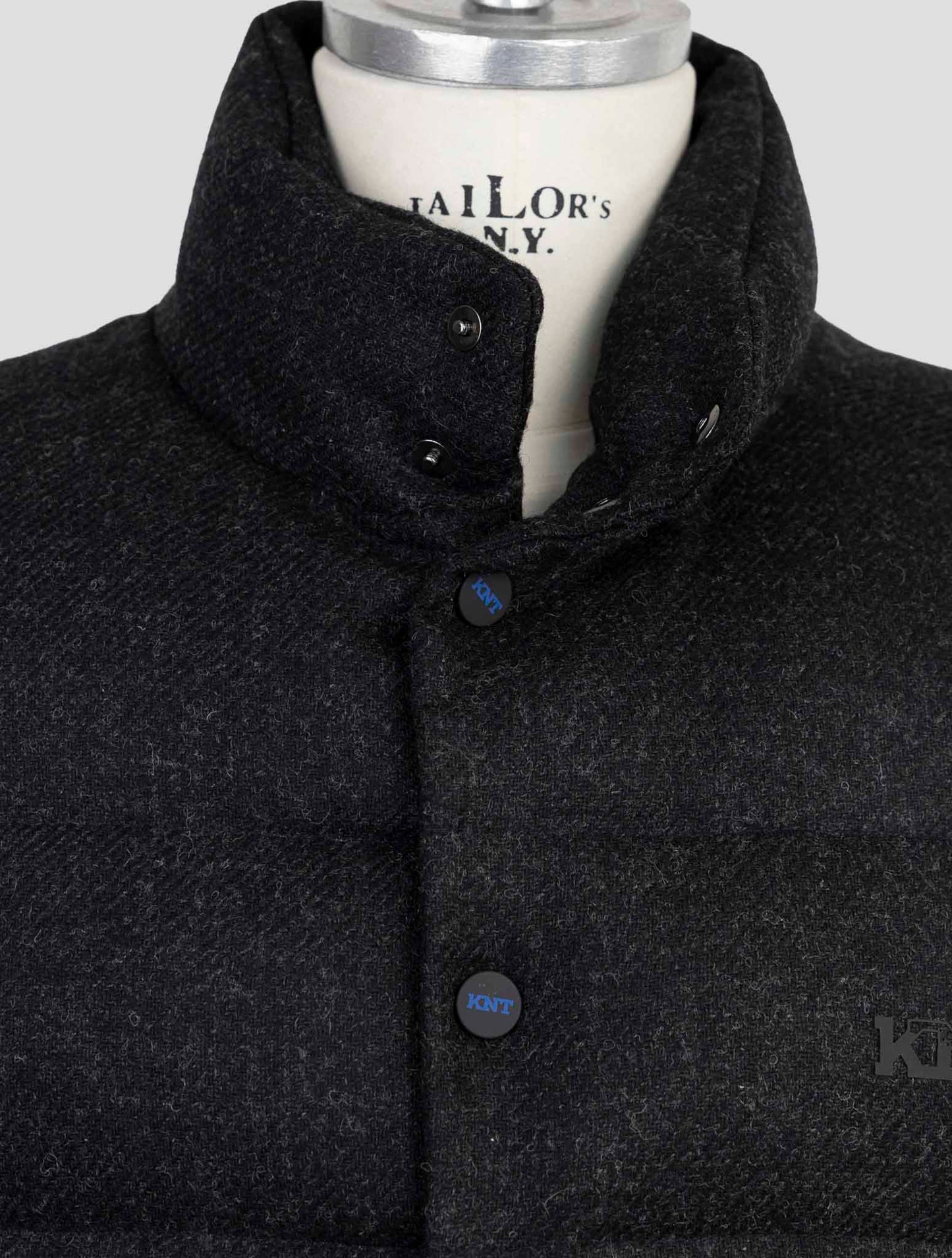 Kiton Knt  Black Virgin Wool Coat Gilet