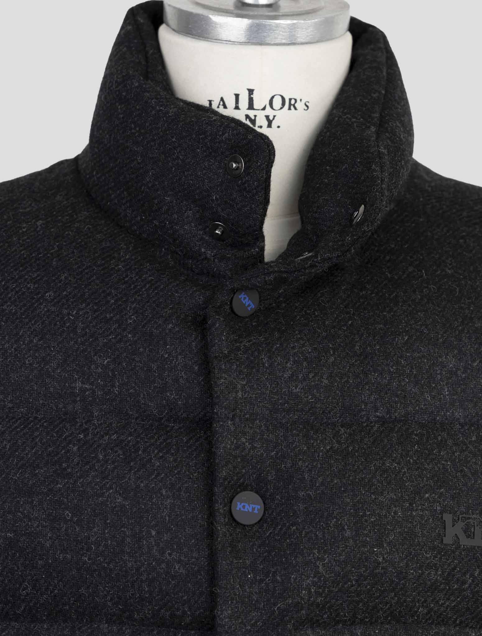 Kiton Knt  Black Virgin Wool Coat Gilet