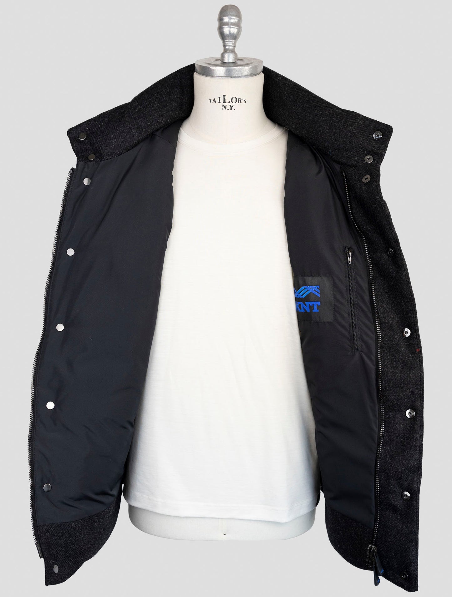 Kiton Knt  Black Virgin Wool Coat Gilet