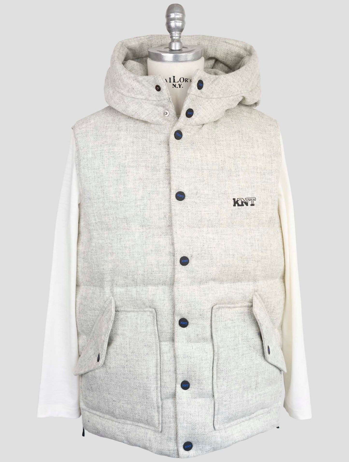 Kiton Knt Gray Virgin Wool Coat Gilet