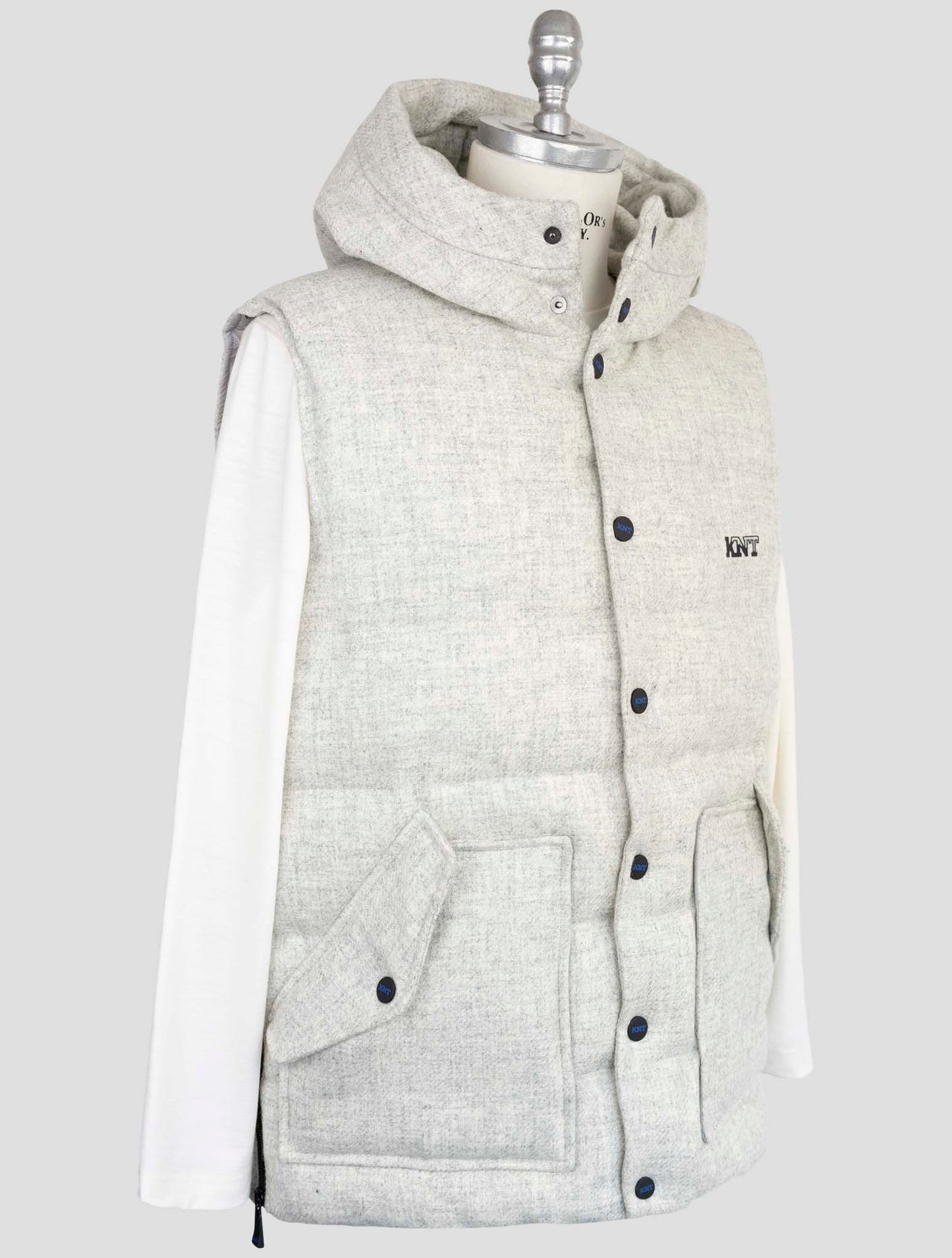 Kiton Knt Gray Virgin Wool Coat Gilet