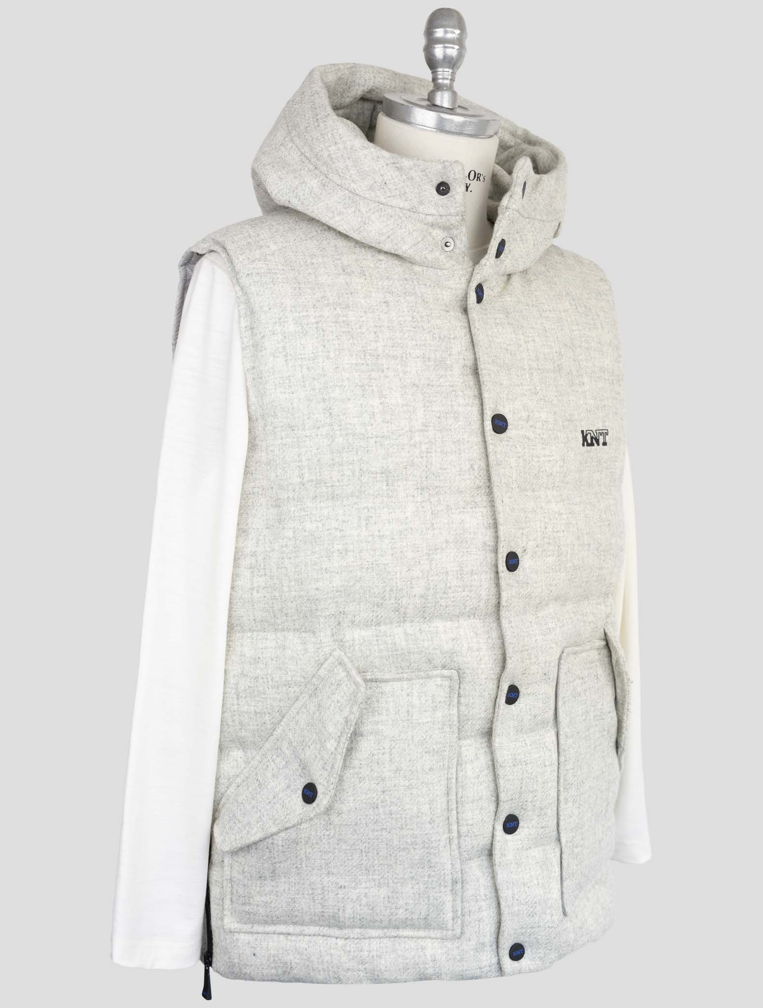 Kiton Knt Gray Virgin Wool Coat Gilet