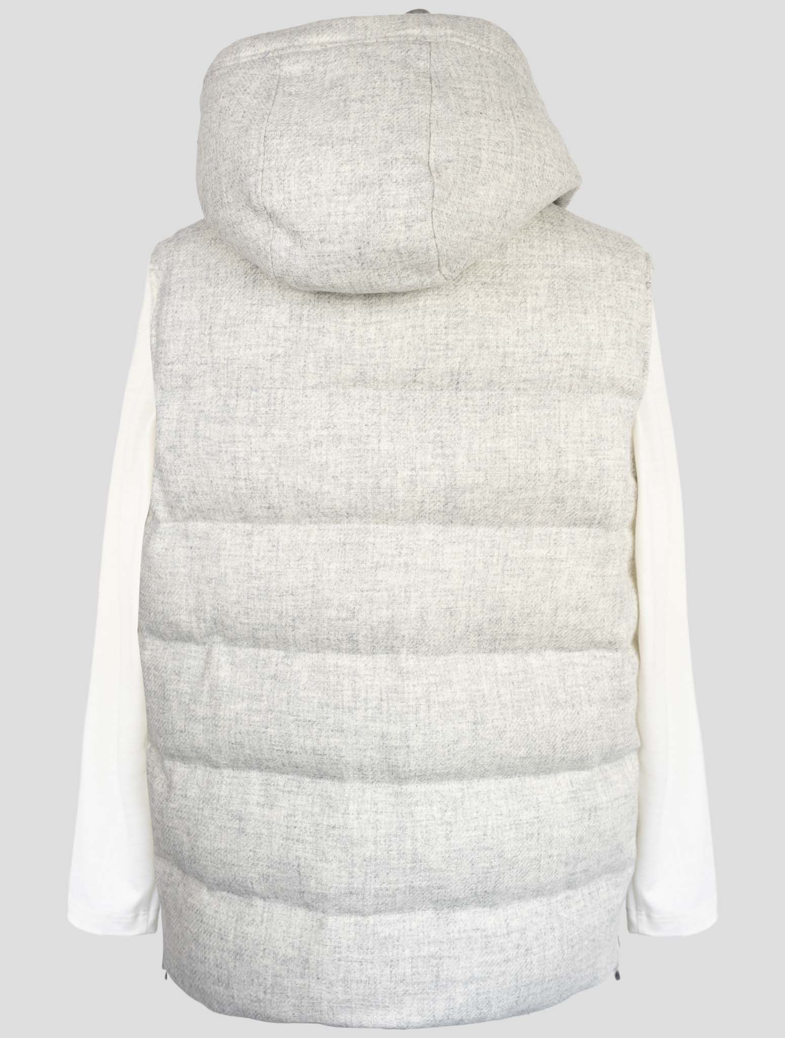 Kiton Knt Gray Virgin Wool Coat Gilet