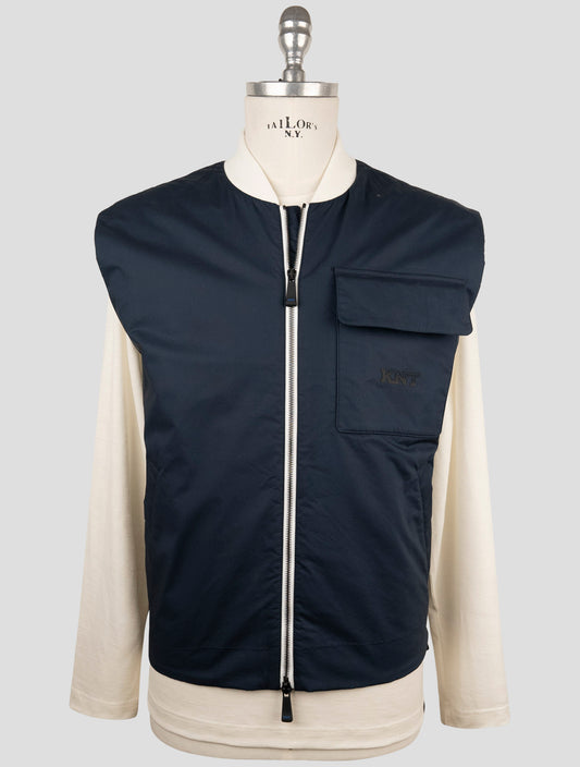 Kiton Knt Blue Cotton Coat Gilet
