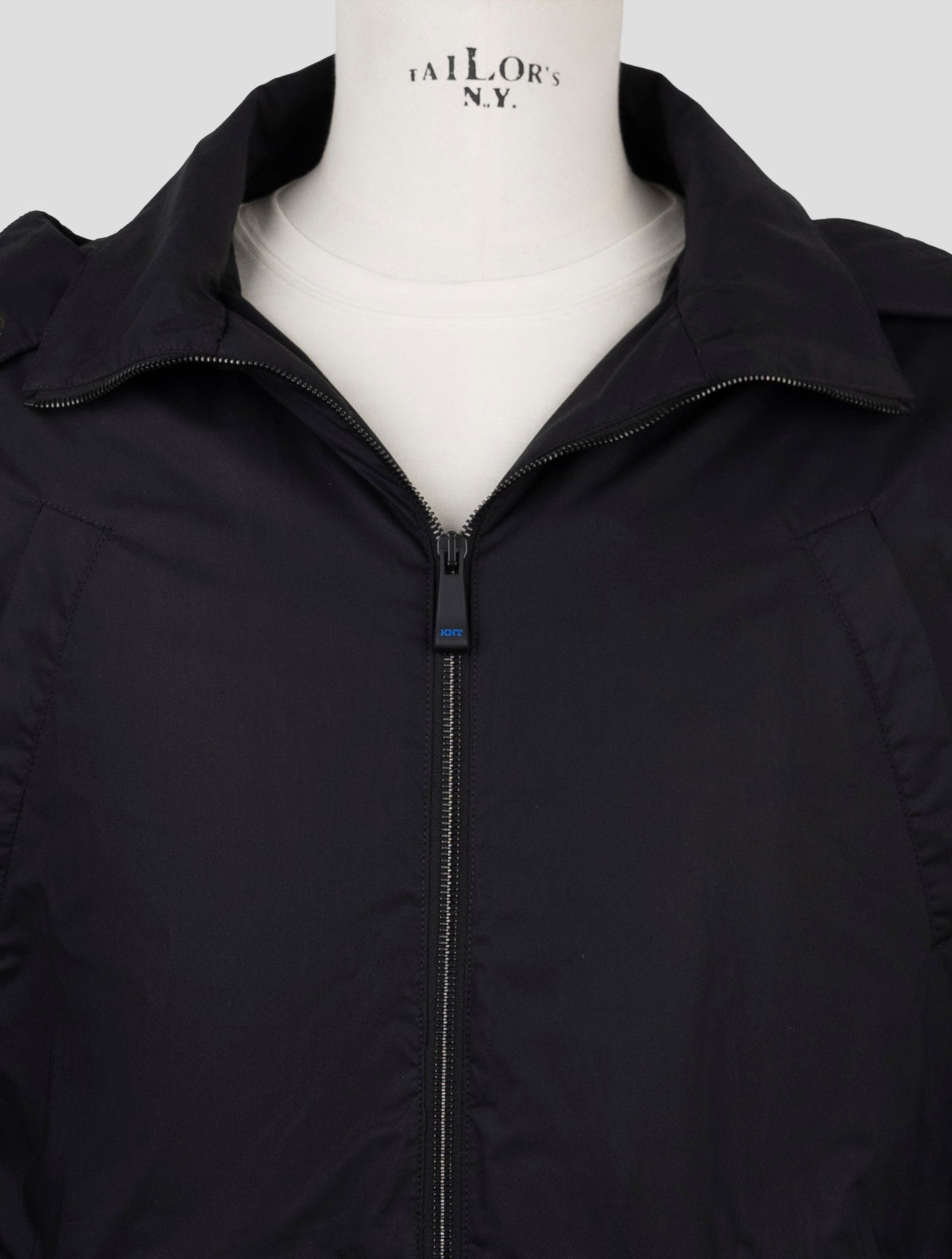 Kiton Knt Black Cotton Overcoat