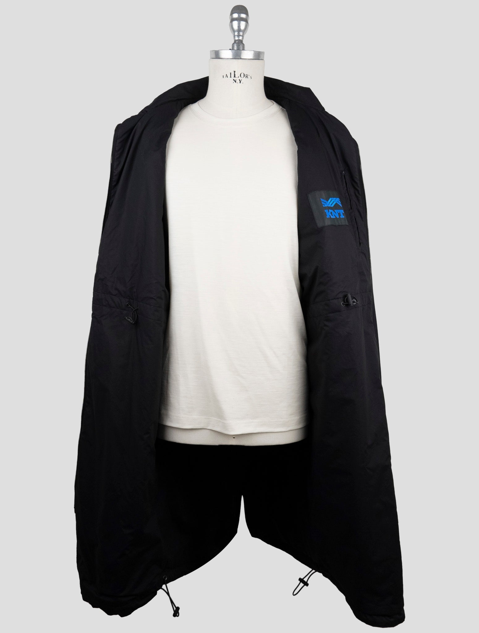 Kiton Knt Black Cotton Overcoat