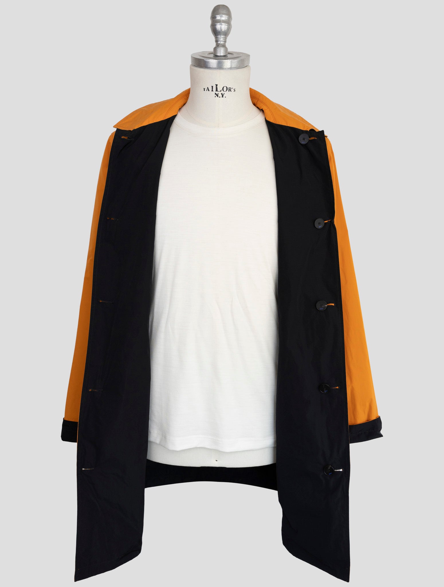 Kiton Knt Orange Black Pl Reverse Overcoat