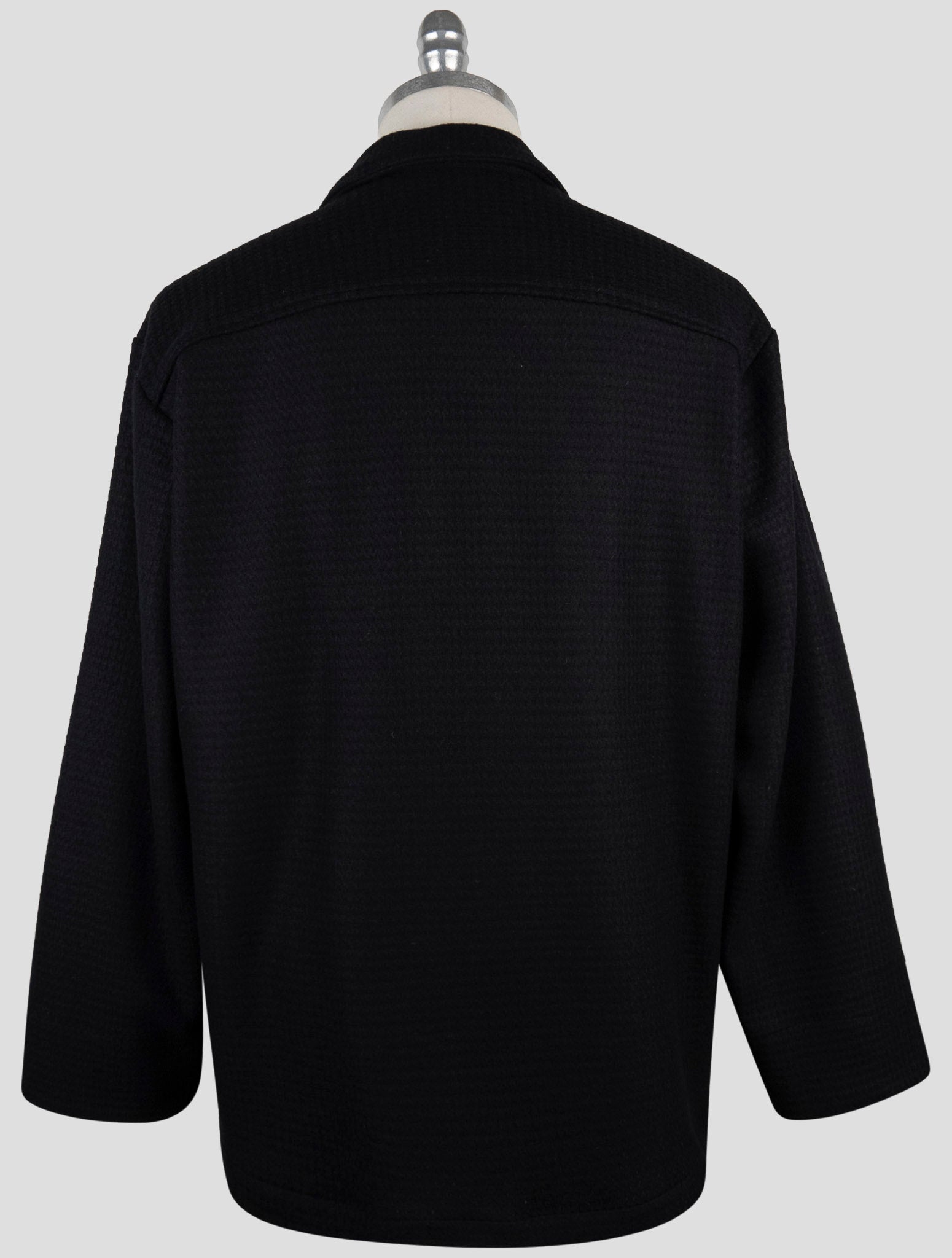 Kiton Knt Black Wool Pa Coat