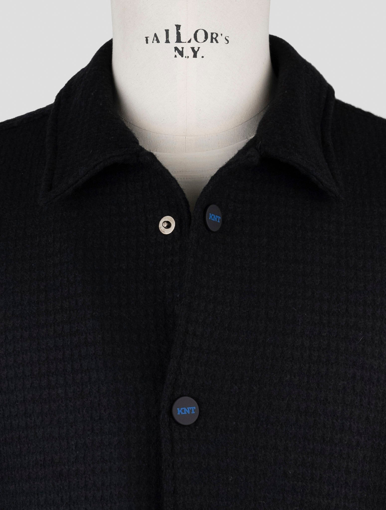 Kiton Knt Black Wool Pa Coat