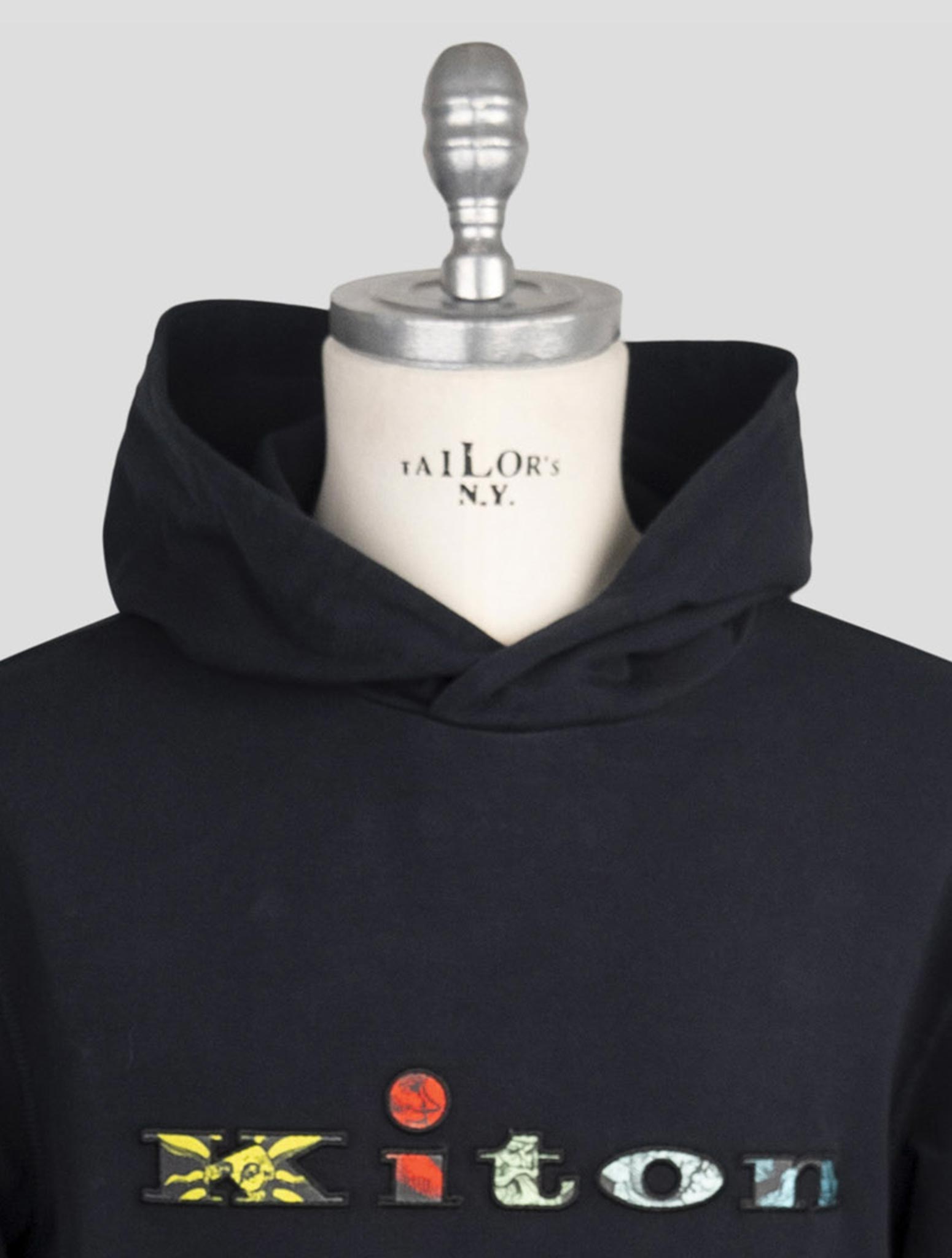 Kiton Black Cotton Ea Sweater Hoodie