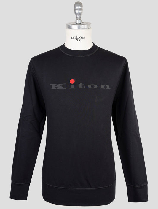 Kiton Black Cotton Ea Sweater Crewneck