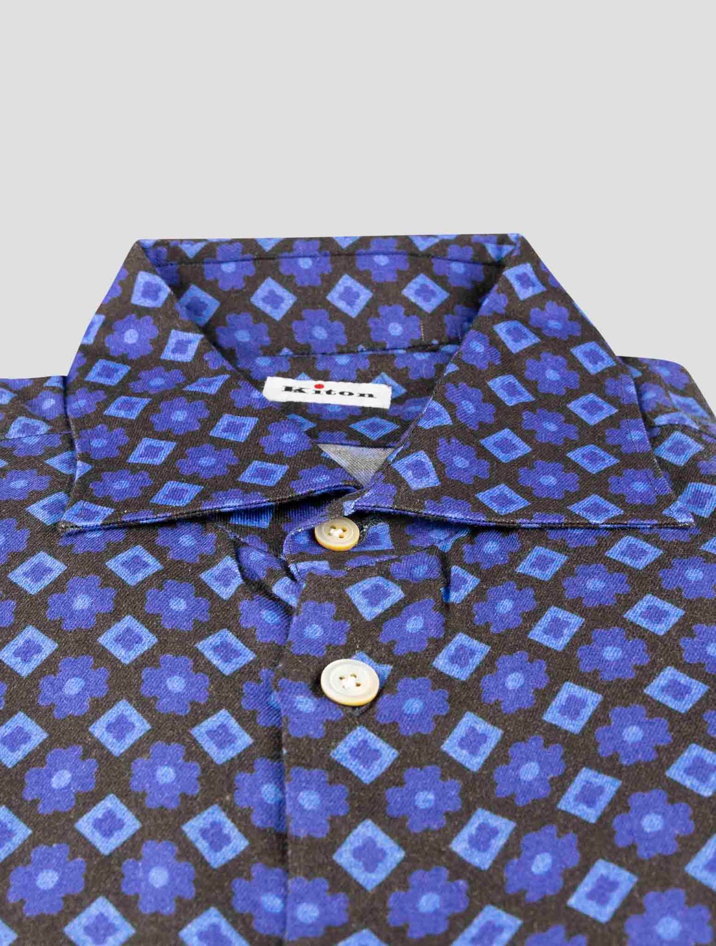 Kiton Blue Viscose Wool Shirt