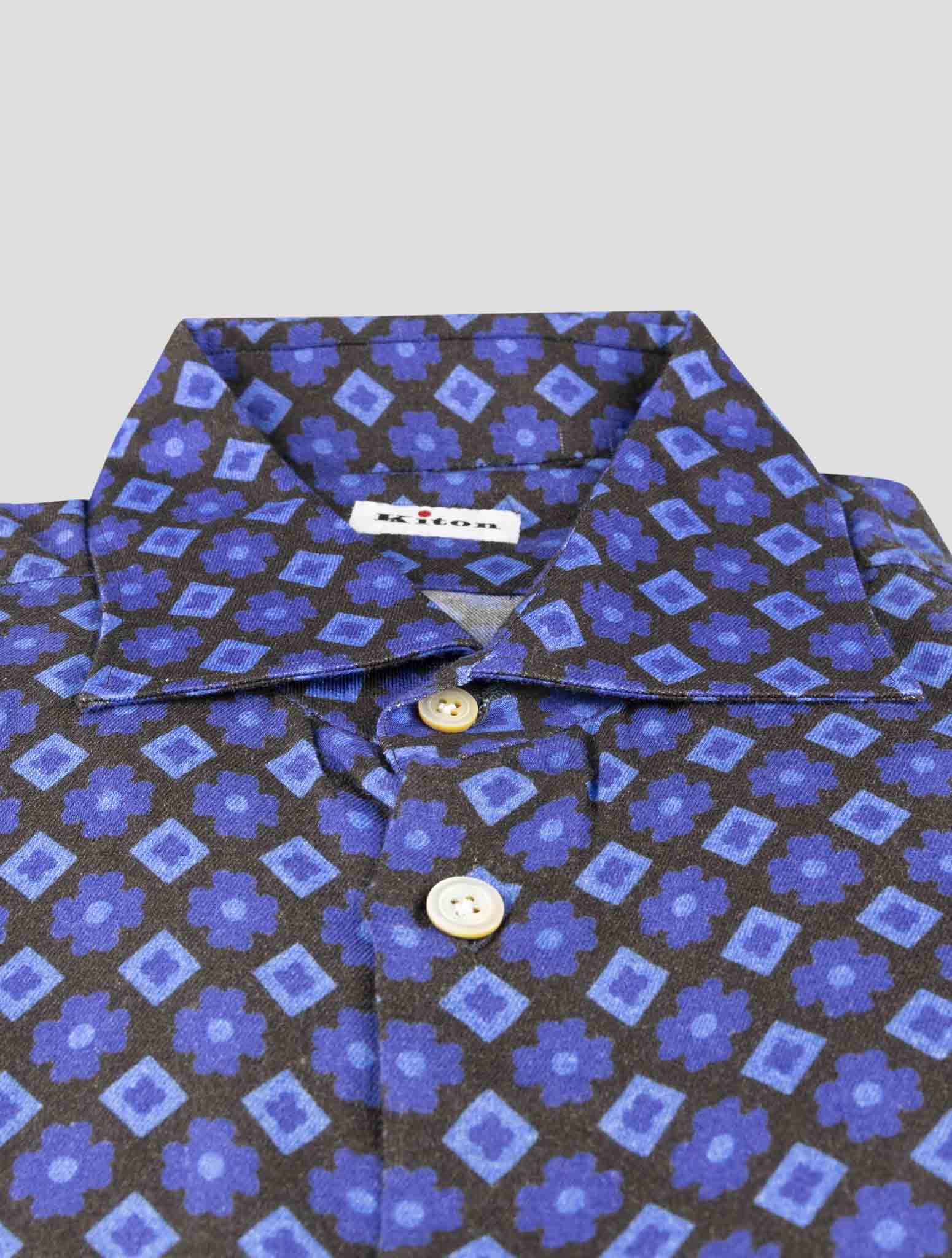 Kiton Blue Viscose Wool Shirt