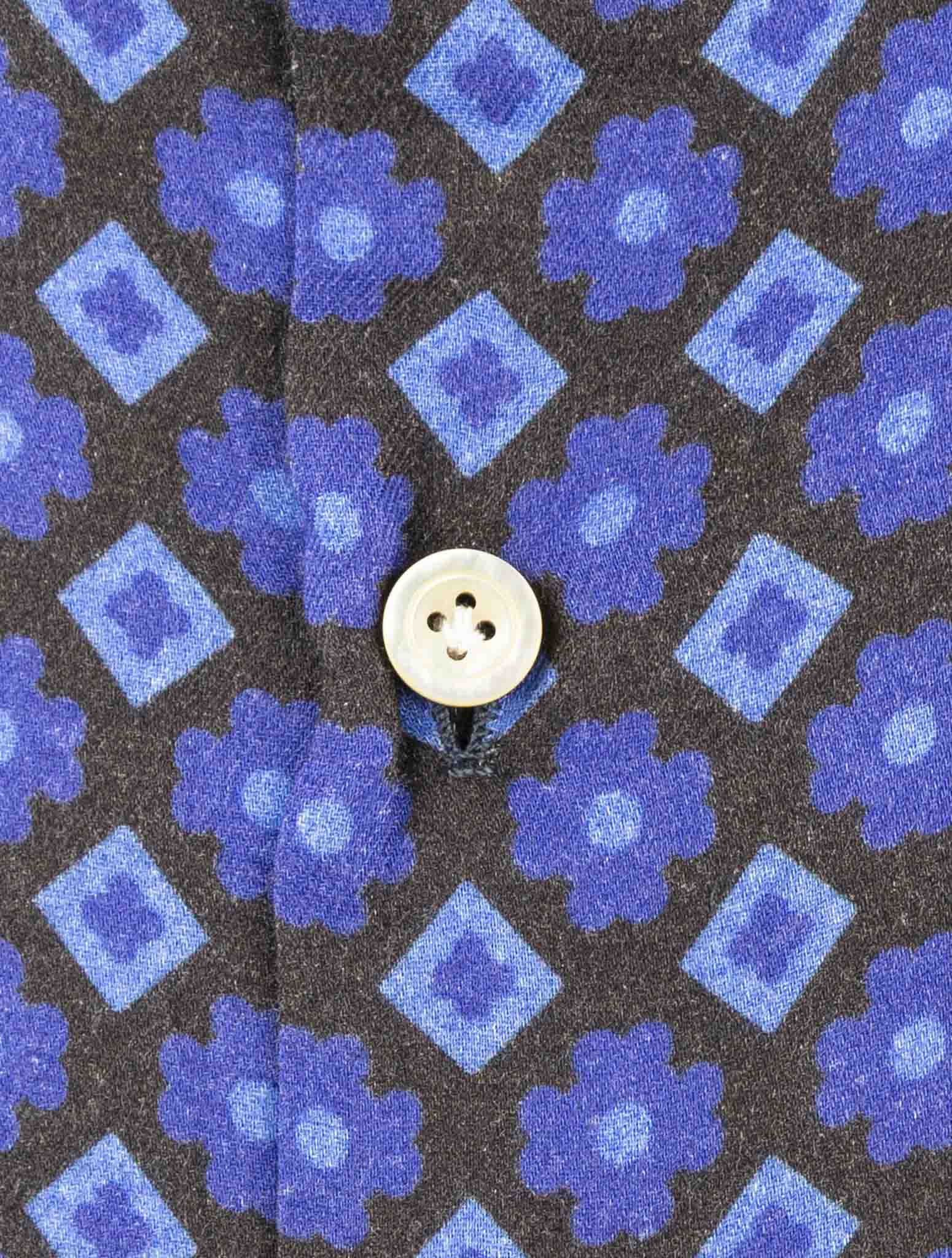 Kiton Blue Viscose Wool Shirt