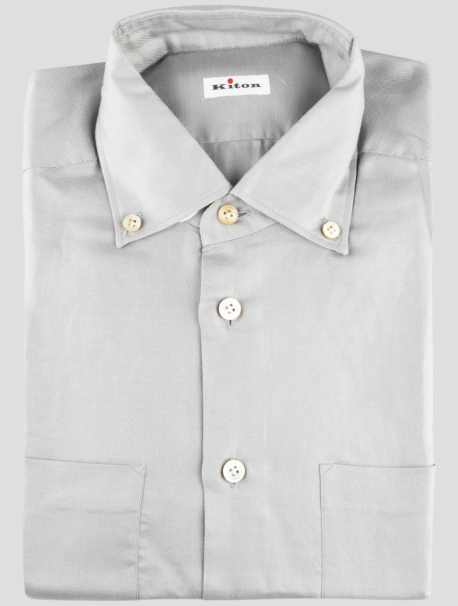 Kiton Gray Cotton Linen Shirt