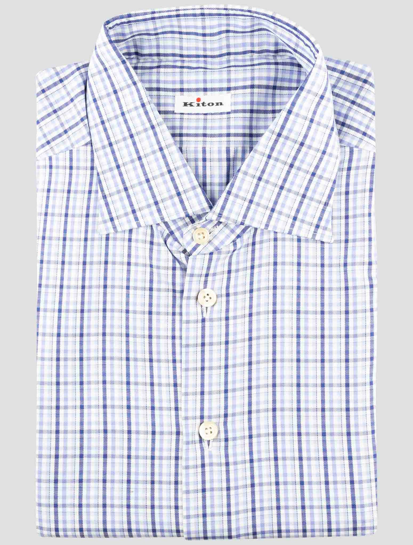 Kiton Blue Cotton Shirt