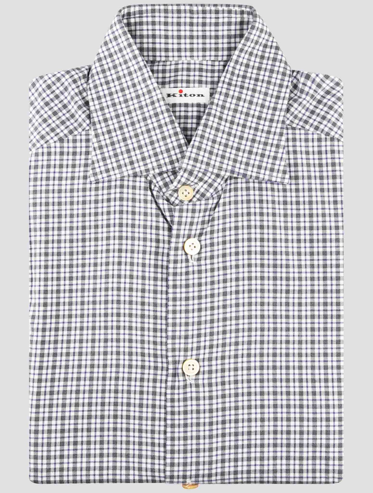 Kiton Gray Blue Cotton Shirt