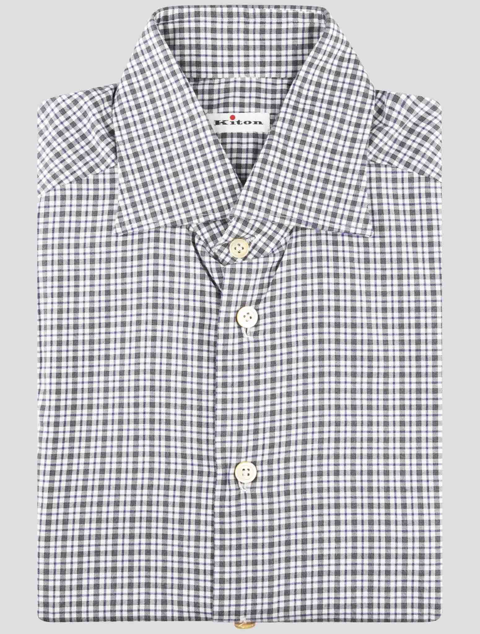 Kiton Gray Blue Cotton Shirt