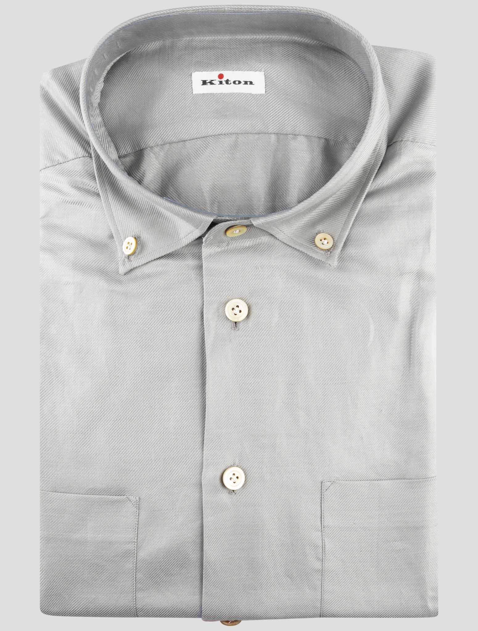 Kiton Gray Cotton Linen Shirt