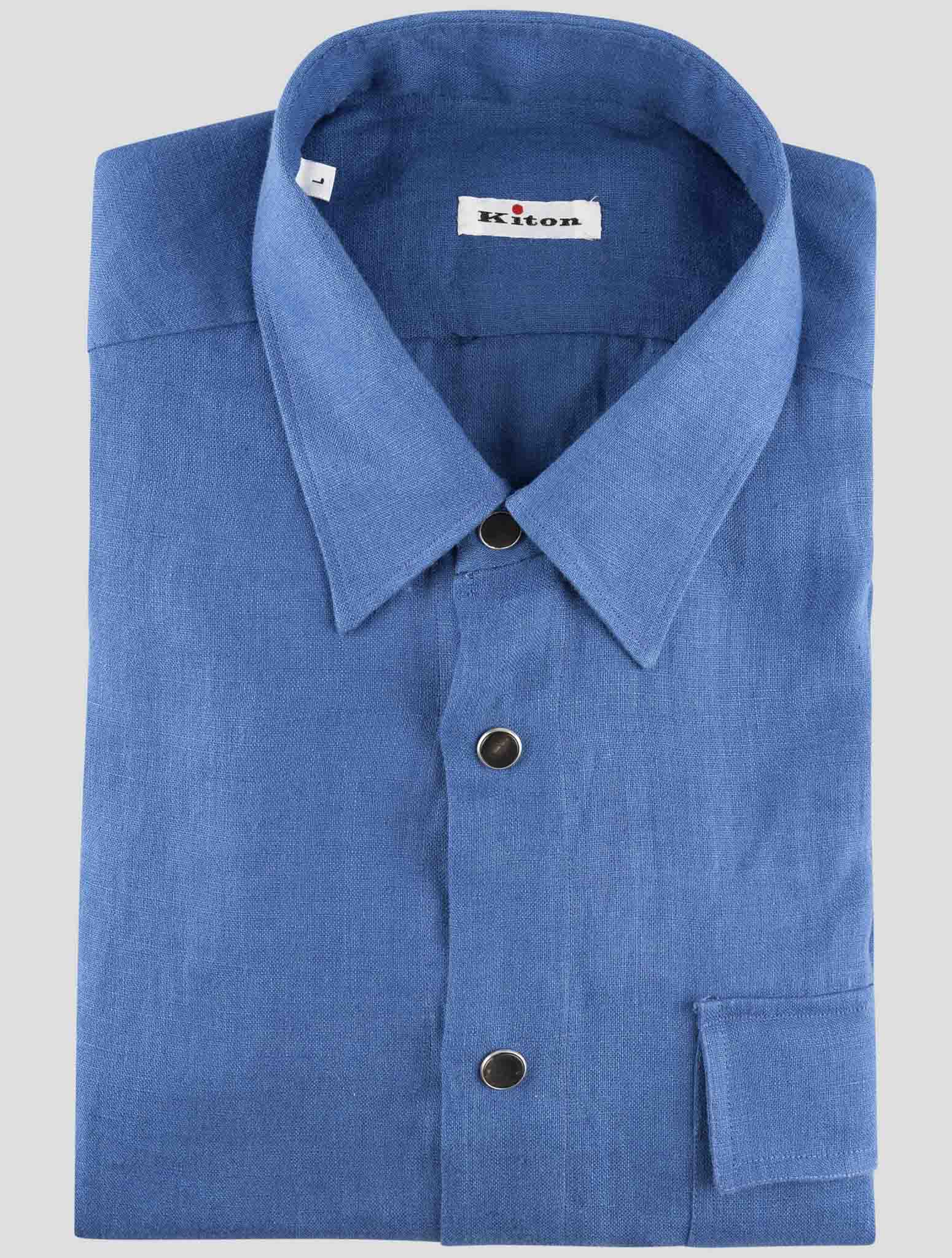 Kiton Blue Linen Shirt