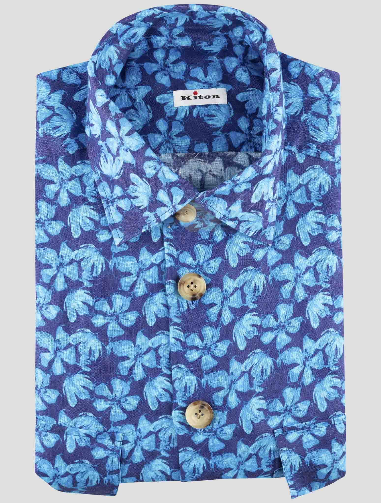 Kiton Blue Linen Shirt